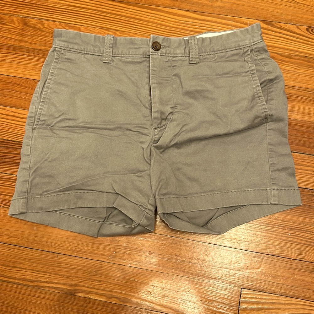 Gray khaki shorts, J. Crew, 5” inseam